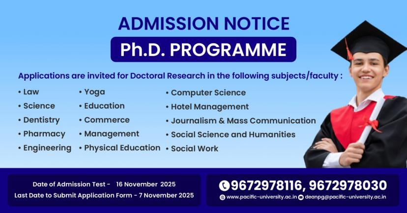 Application for Admission in Ph.D. is Open